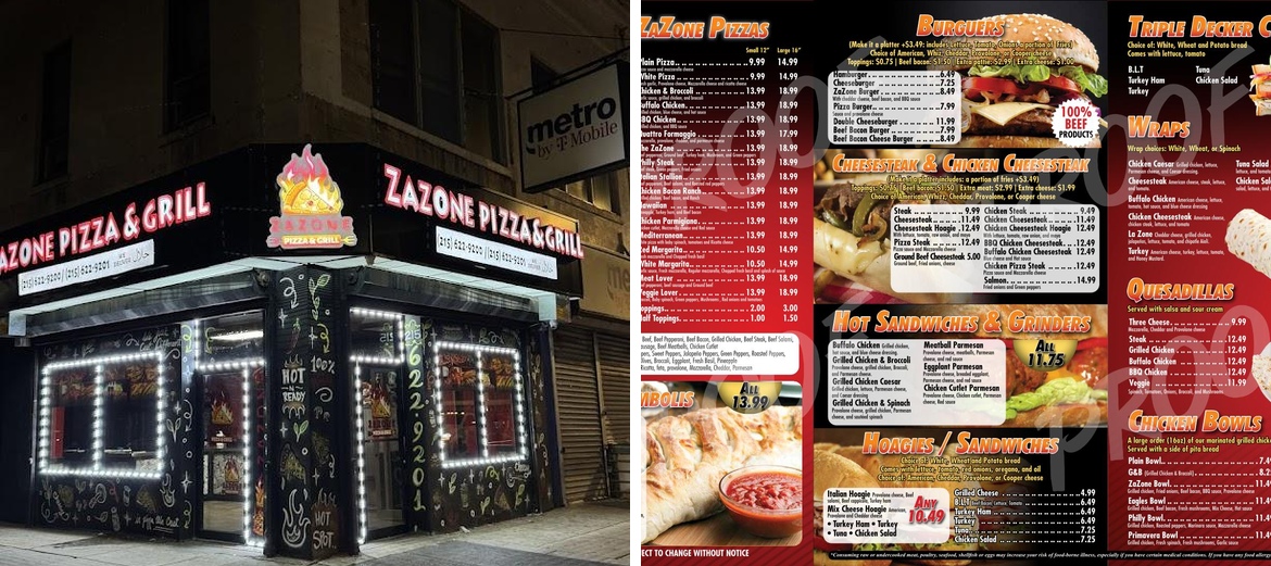 ZaZone Pizza & Grill Menu
