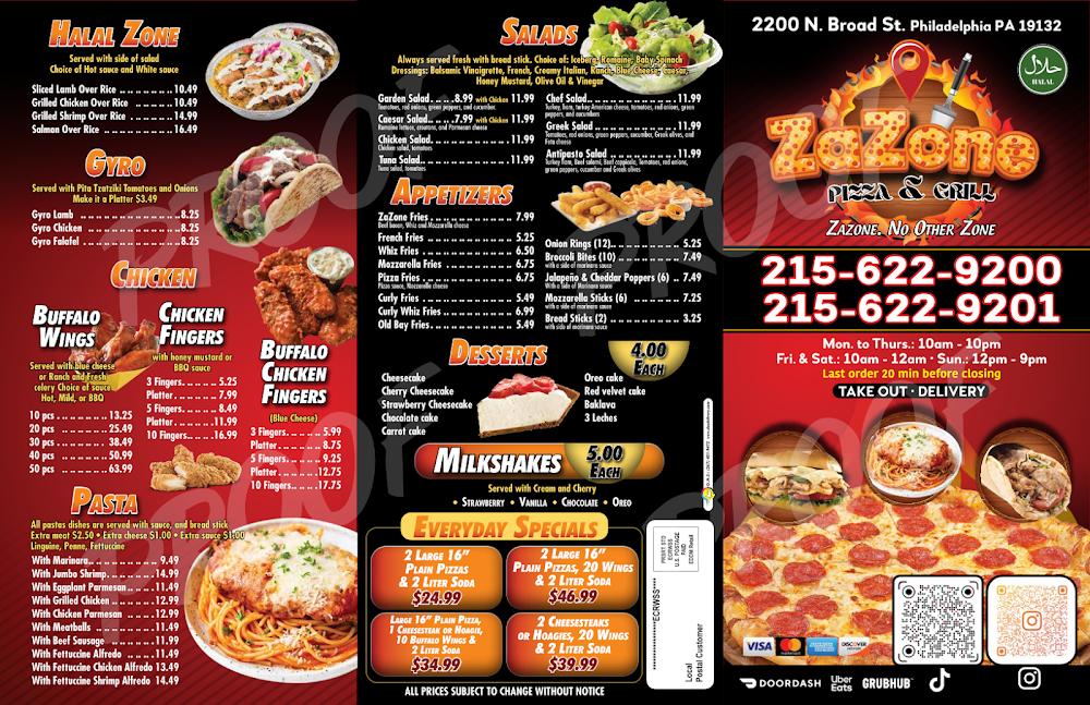 ZaZone Pizza & Grill Menu image 2